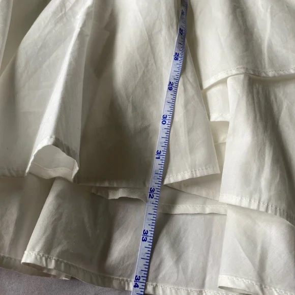 Anthropologie Ruffled V-Neck White Mini Dress size XS *NWT* - Picture 10 of 13